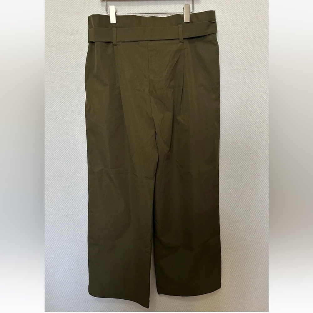 NWT Anthropologie Mariela Poplin Wide Leg Paper Bag Pants - Moss Size Large - Picture 2 of 12